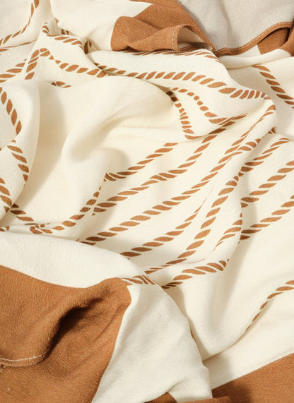 Cream Border Square Neck Scarf