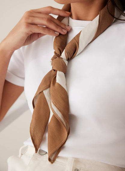 Cream Border Square Neck Scarf