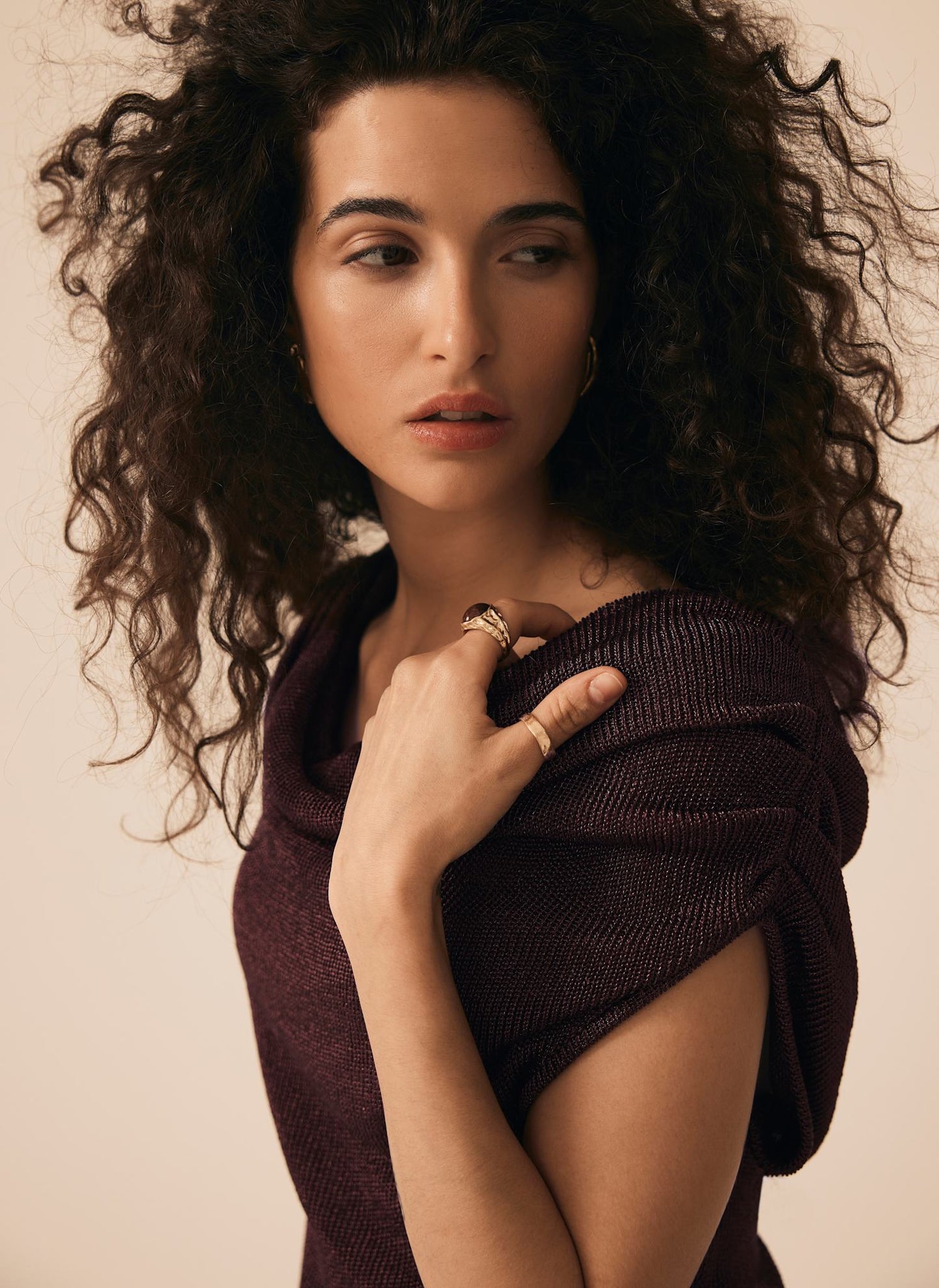 Burgundy Cowl Neck Knit Top