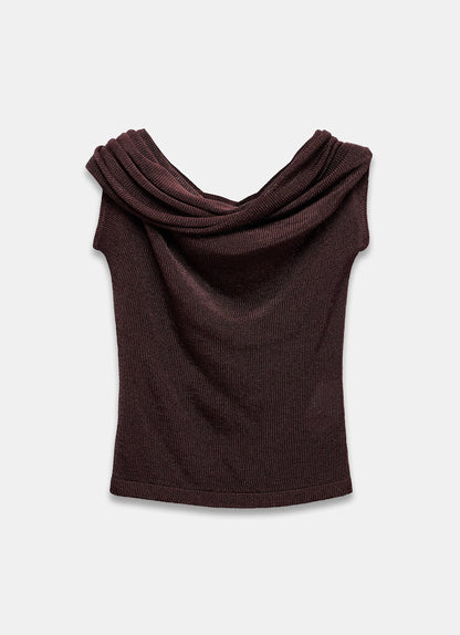 Burgundy Cowl Neck Knit Top