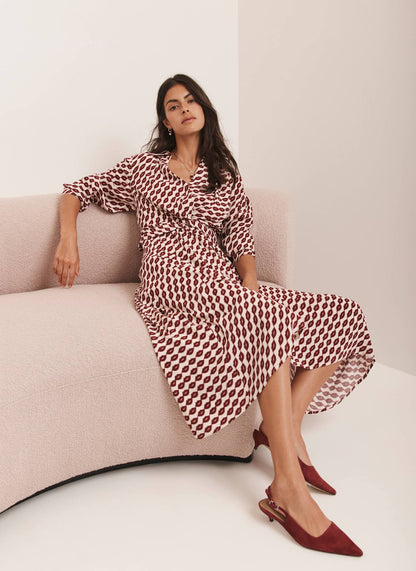 Red Lip Print Shirt Dress