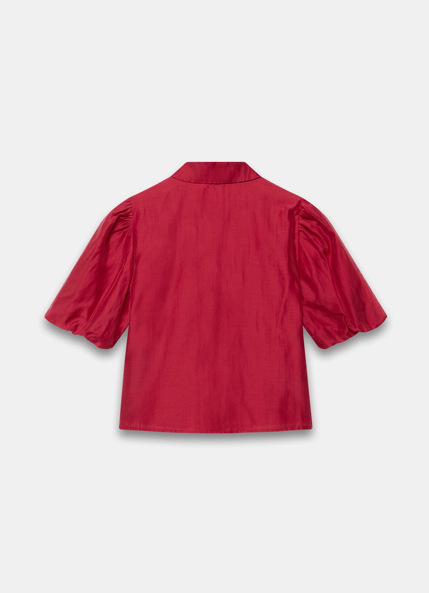 Red Puff Sleeve Smock Shirt