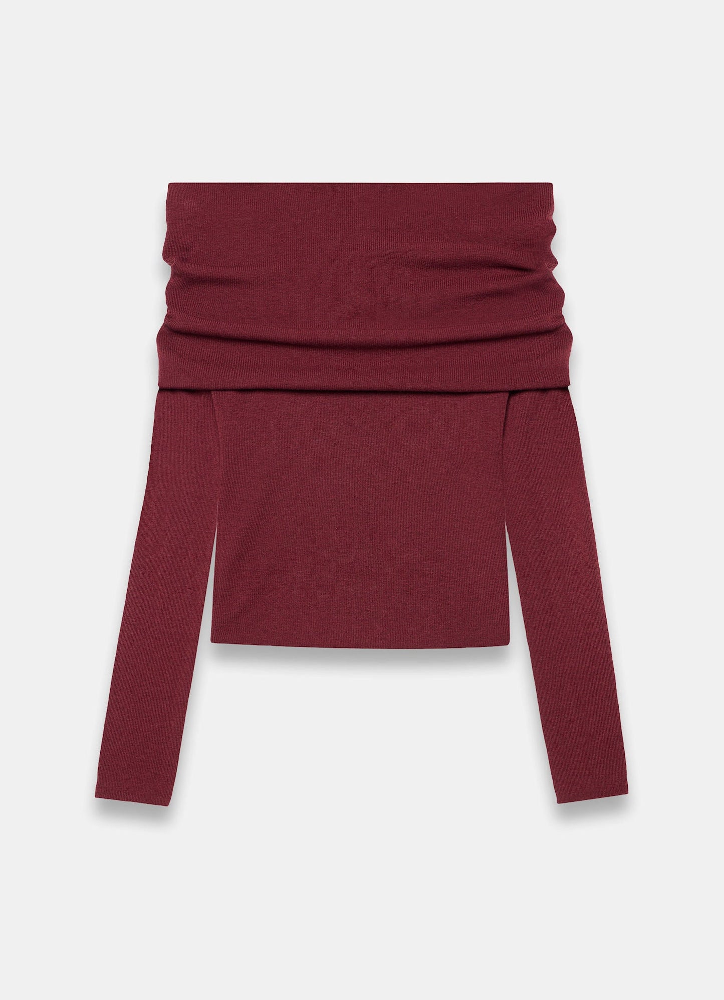Burgundy Ribbed Bardot Top