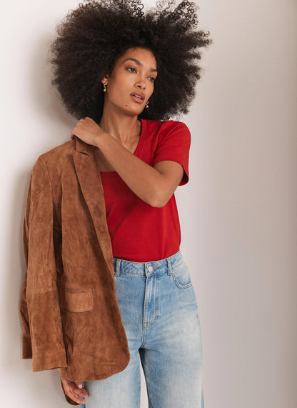 Red Scoop Neck T Shirt