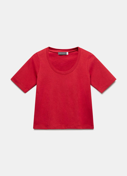 Red Scoop Neck T Shirt
