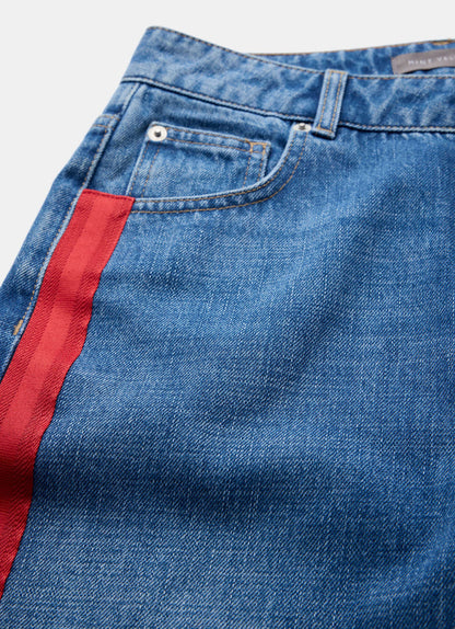 Indigo Side Stripe Wide Jeans
