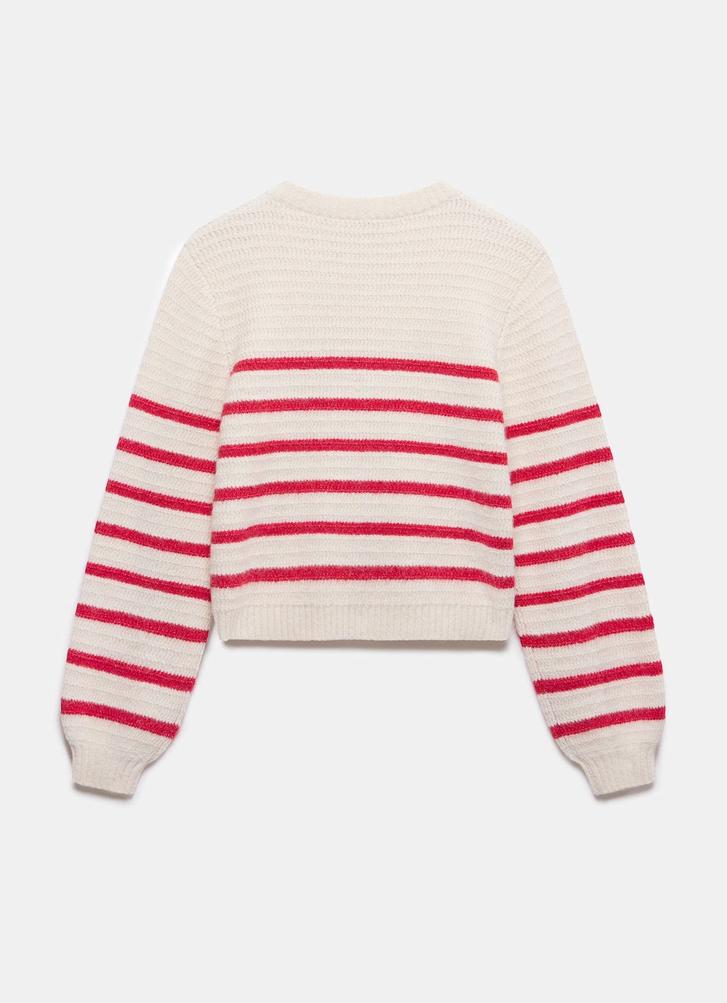 Red Wool Blend Stripe Knit Cardigan