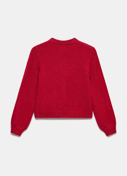 Red Wool Blend Cardigan