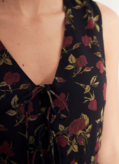 Rose Print Midi Dress