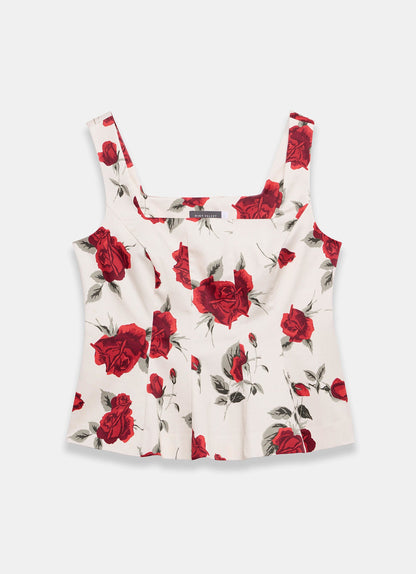 Red Rose Print Top