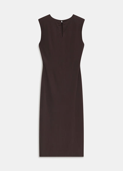 Brown Ruched Midi Dress