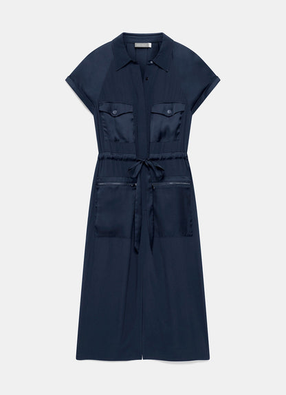 Navy Utility Midi Dress