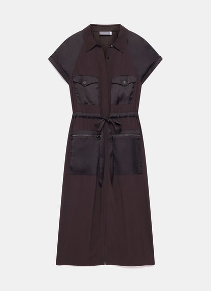 Brown Utility Midi Dress