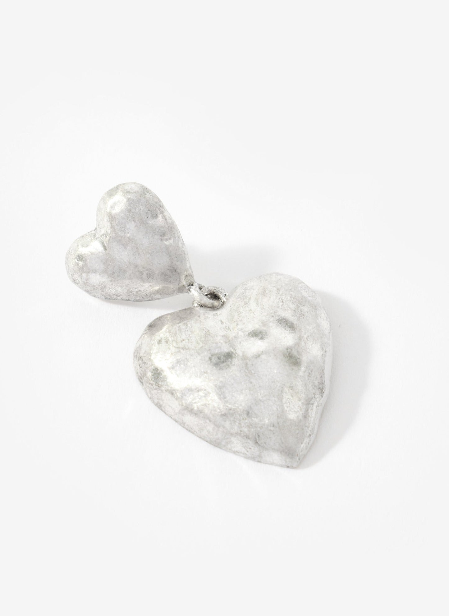 Silver Tone Heart Drop Earrings