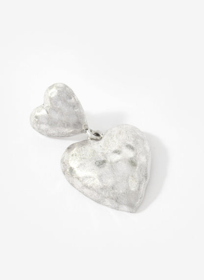 Silver Tone Heart Drop Earrings