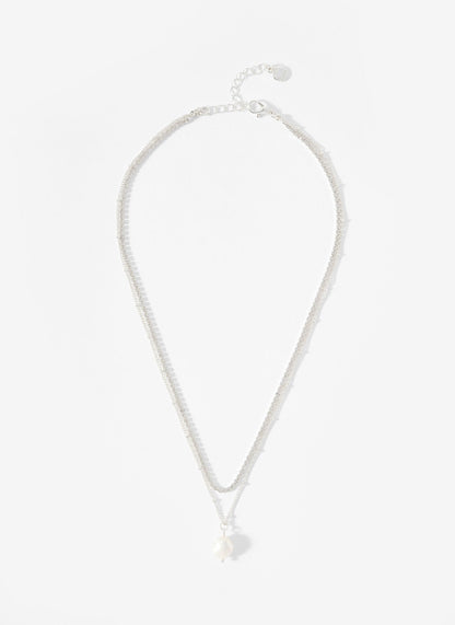 Silver Tone Double Chain Necklace