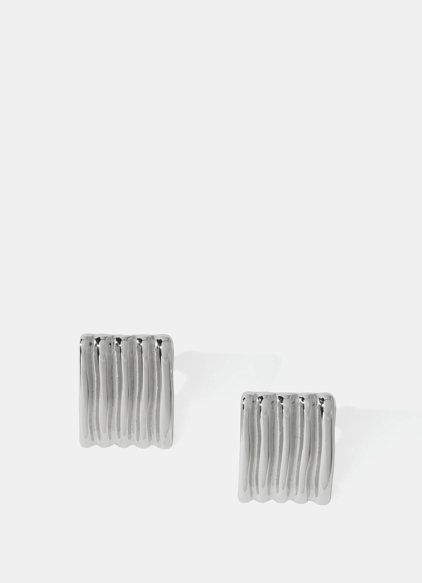 Silver Tone Statement Ridge Earrings