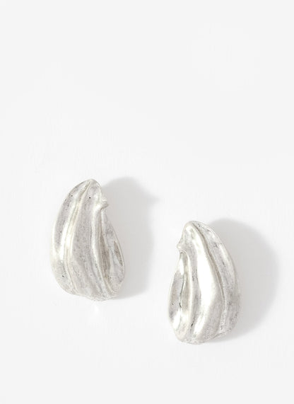 Silver Tone Textured Stud Earrings