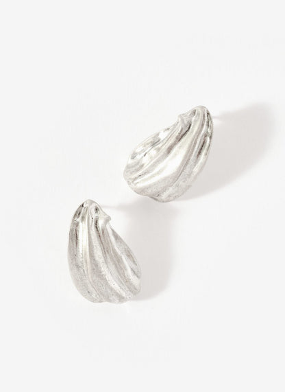 Silver Tone Textured Stud Earrings