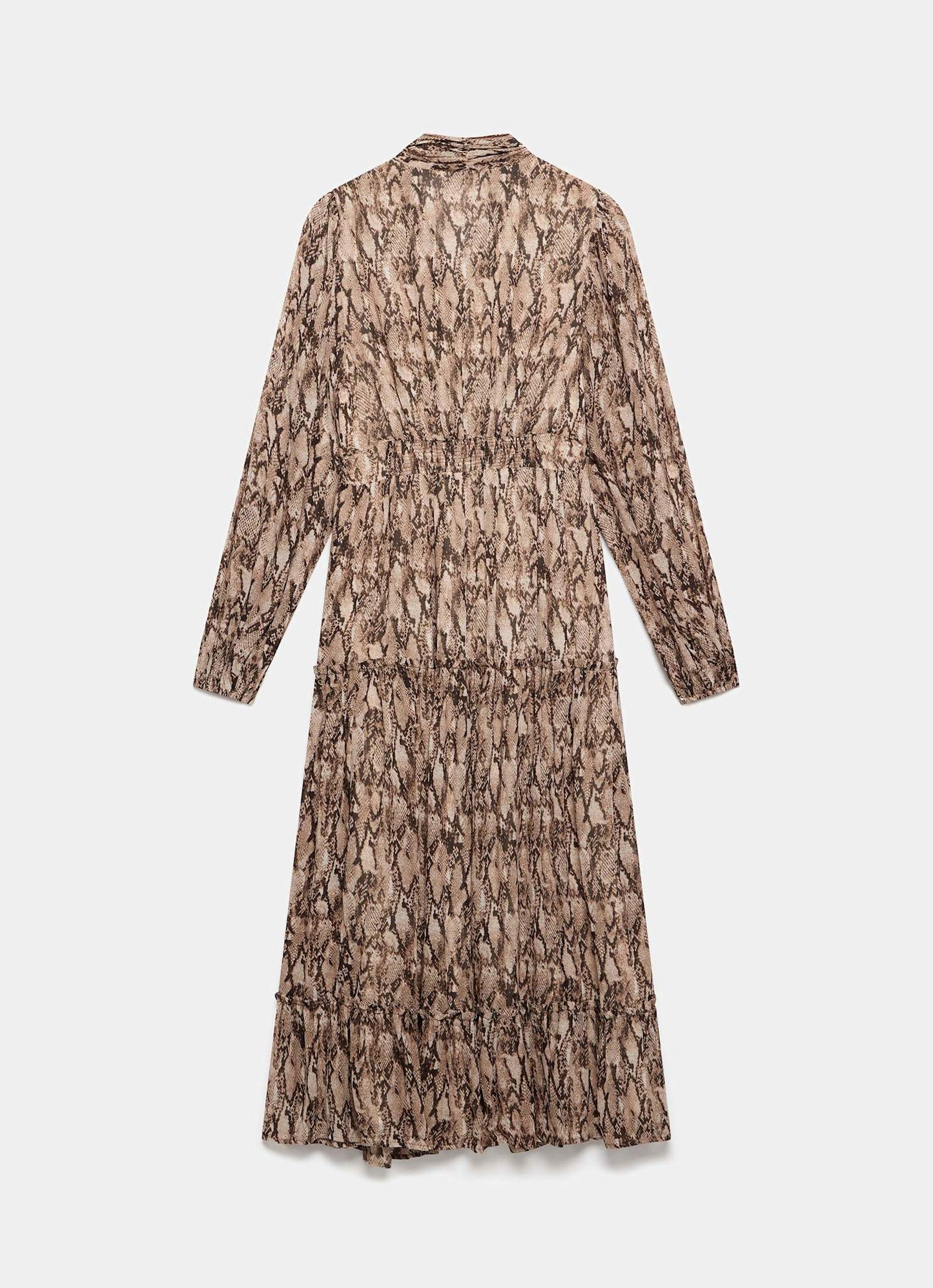 Brown Snake Print Midi Dress