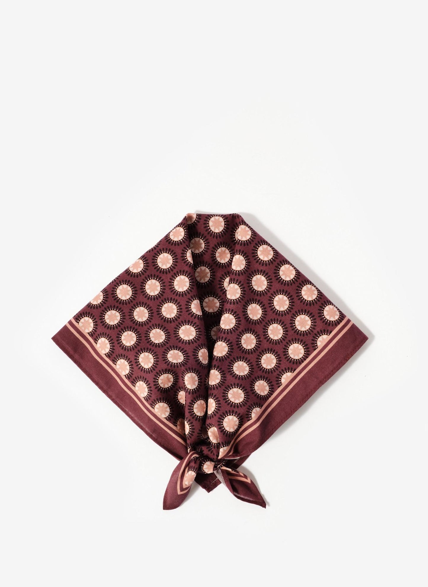 Burgundy Geometric Print Square Neck Scarf
