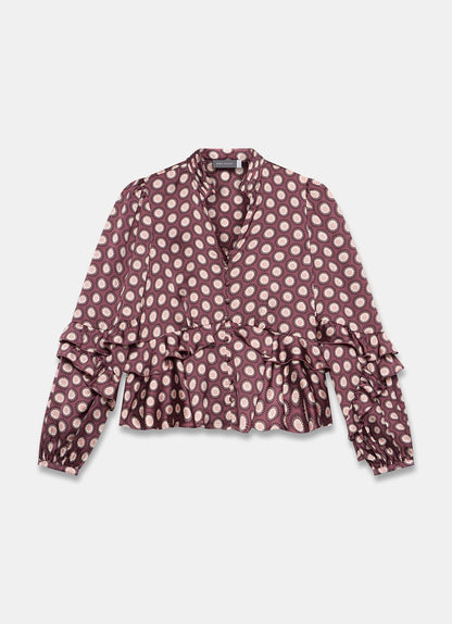 Burgundy Geometric Print Top