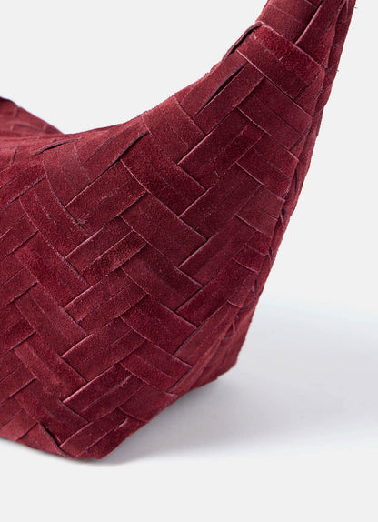 Stevie Burgundy Woven Bucket Bag