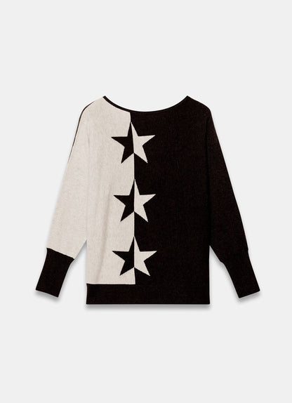 Neutral Cotton Blend Star Jumper