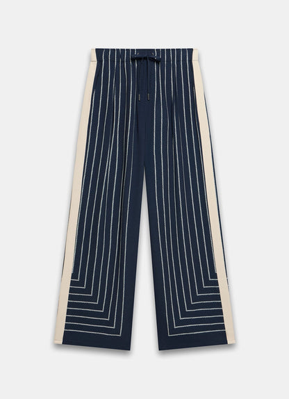 Navy Striped Wide Trousers