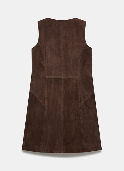 Brown Suede Shift Mini Dress