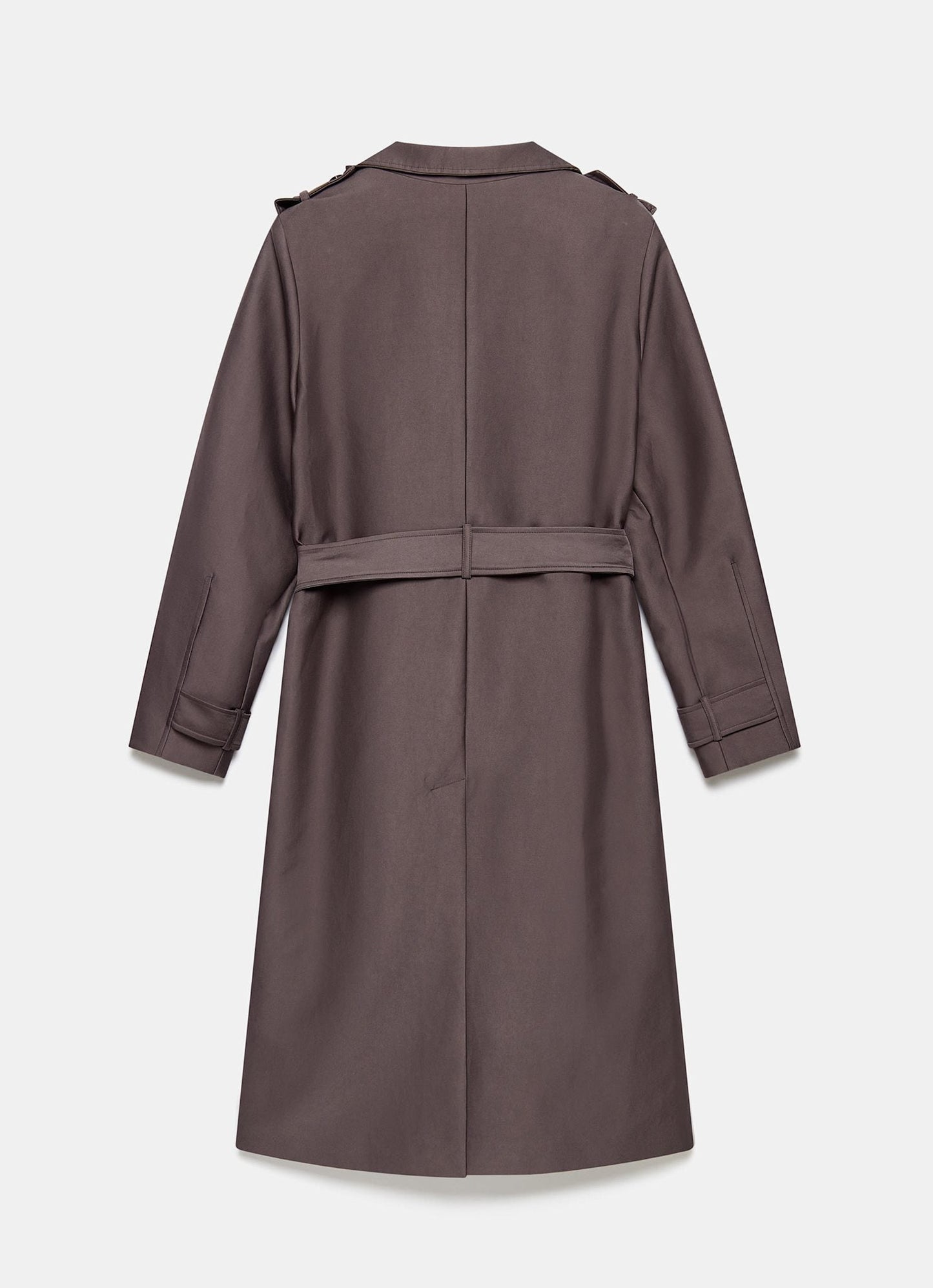 Brown Funnel Neck Trench Coat