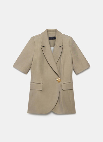 Taupe Short Sleeve Longline Blazer