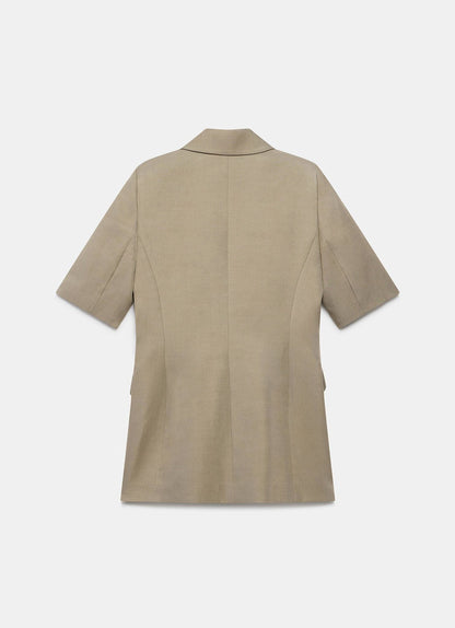 Taupe Short Sleeve Longline Blazer