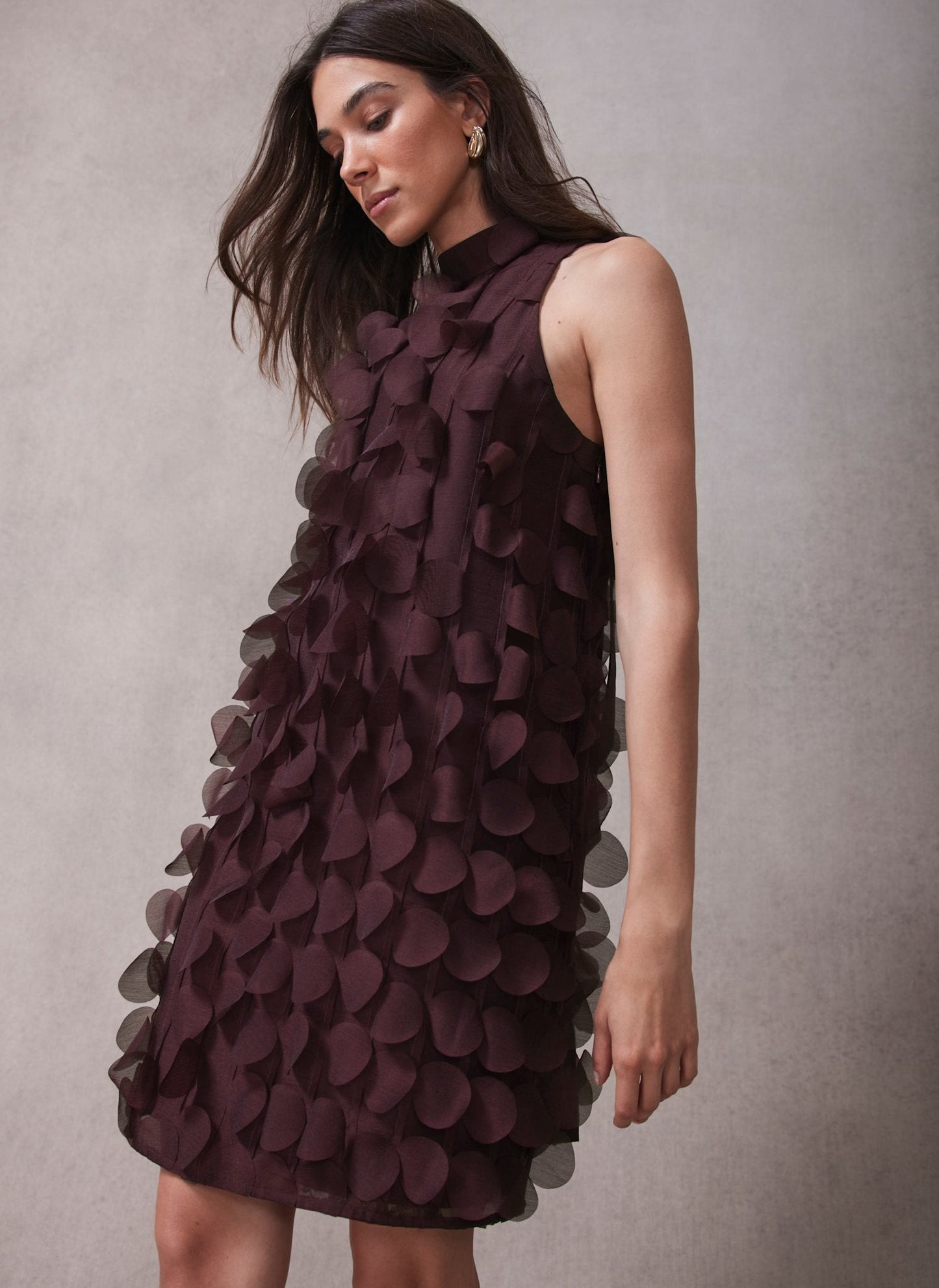 Burgundy Applique Mini Shift Dress