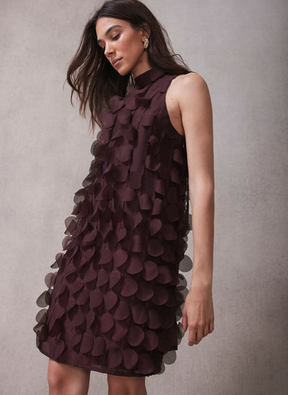 Burgundy Applique Mini Shift Dress