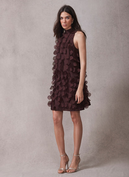 Burgundy Applique Mini Shift Dress
