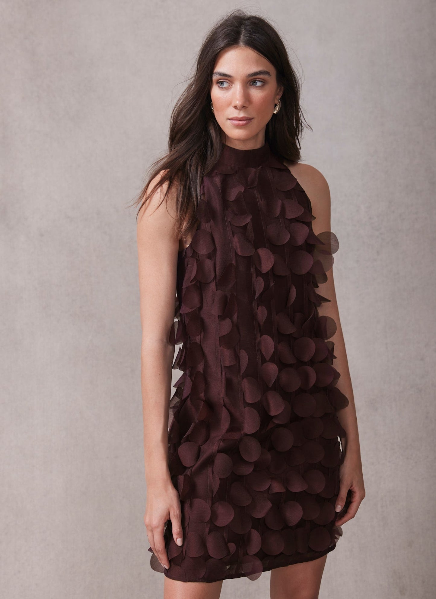 Burgundy Applique Mini Shift Dress