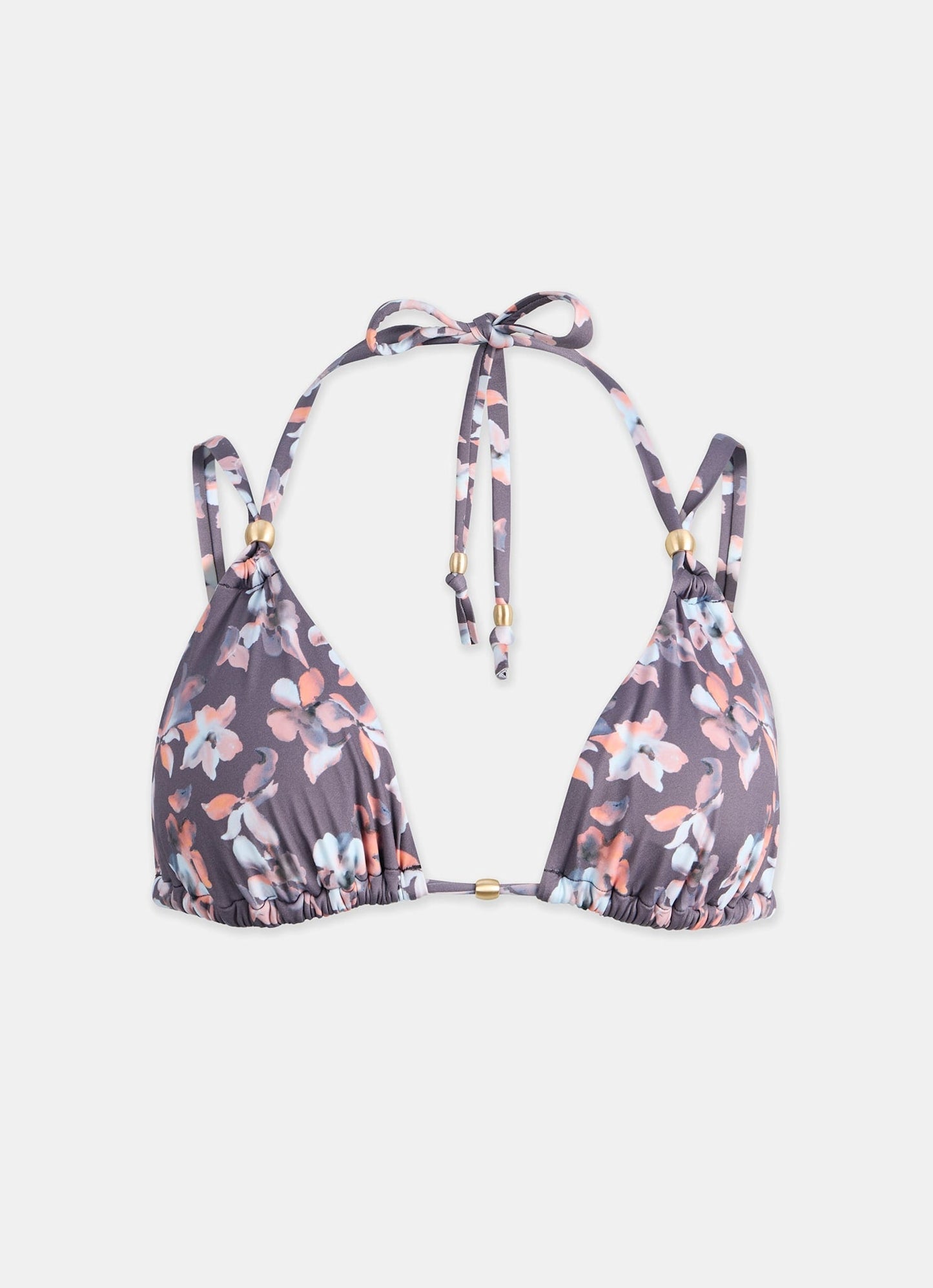 Purple Floral Triangle Bikini Top