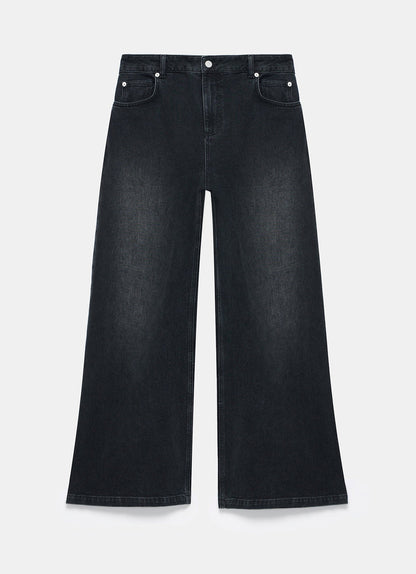 Washed Black Wide Jeans