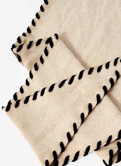 Neutral Whipstitch Triangle Neck Scarf