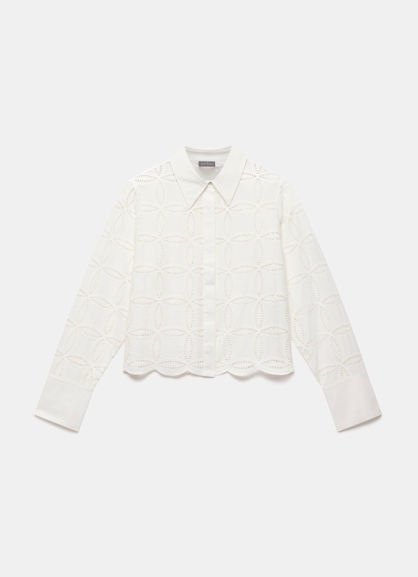 White Broderie Cropped Shirt