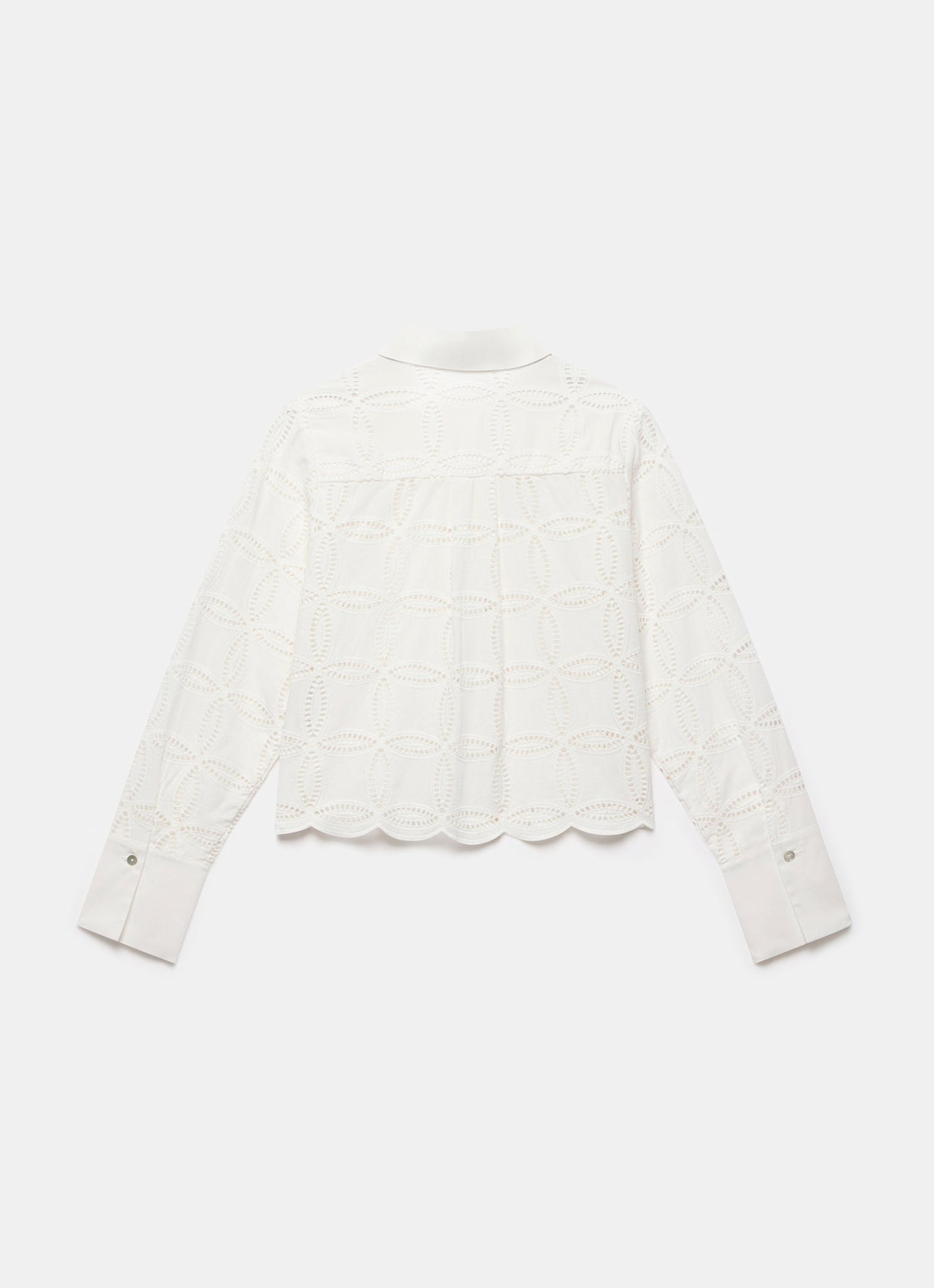 White Broderie Cropped Shirt
