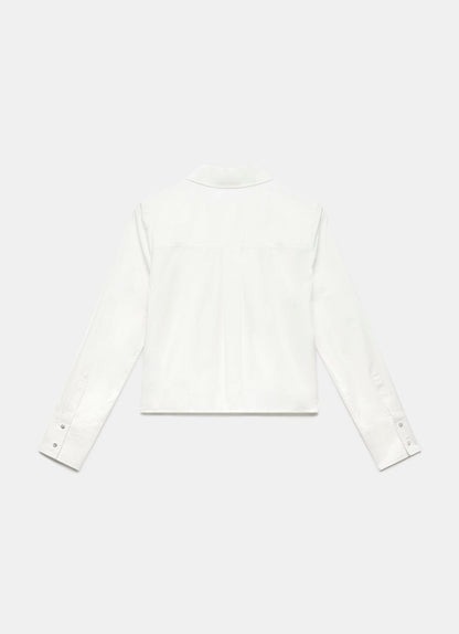 White Sequin Lace Cotton Shirt