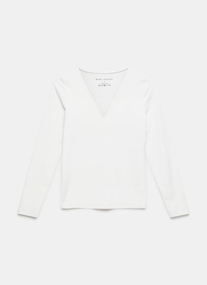 White V Neck Layering Top