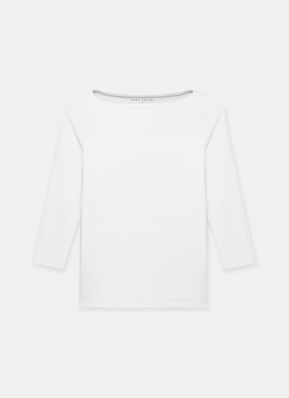 White Slash Neck Layering Top