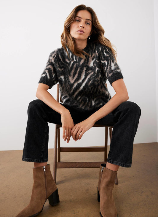 Neutral Zebra Knit Top