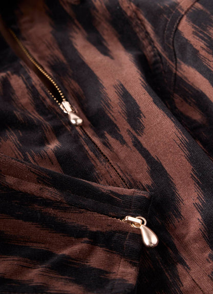 Brown Zebra Print Corduroy Mini Dress