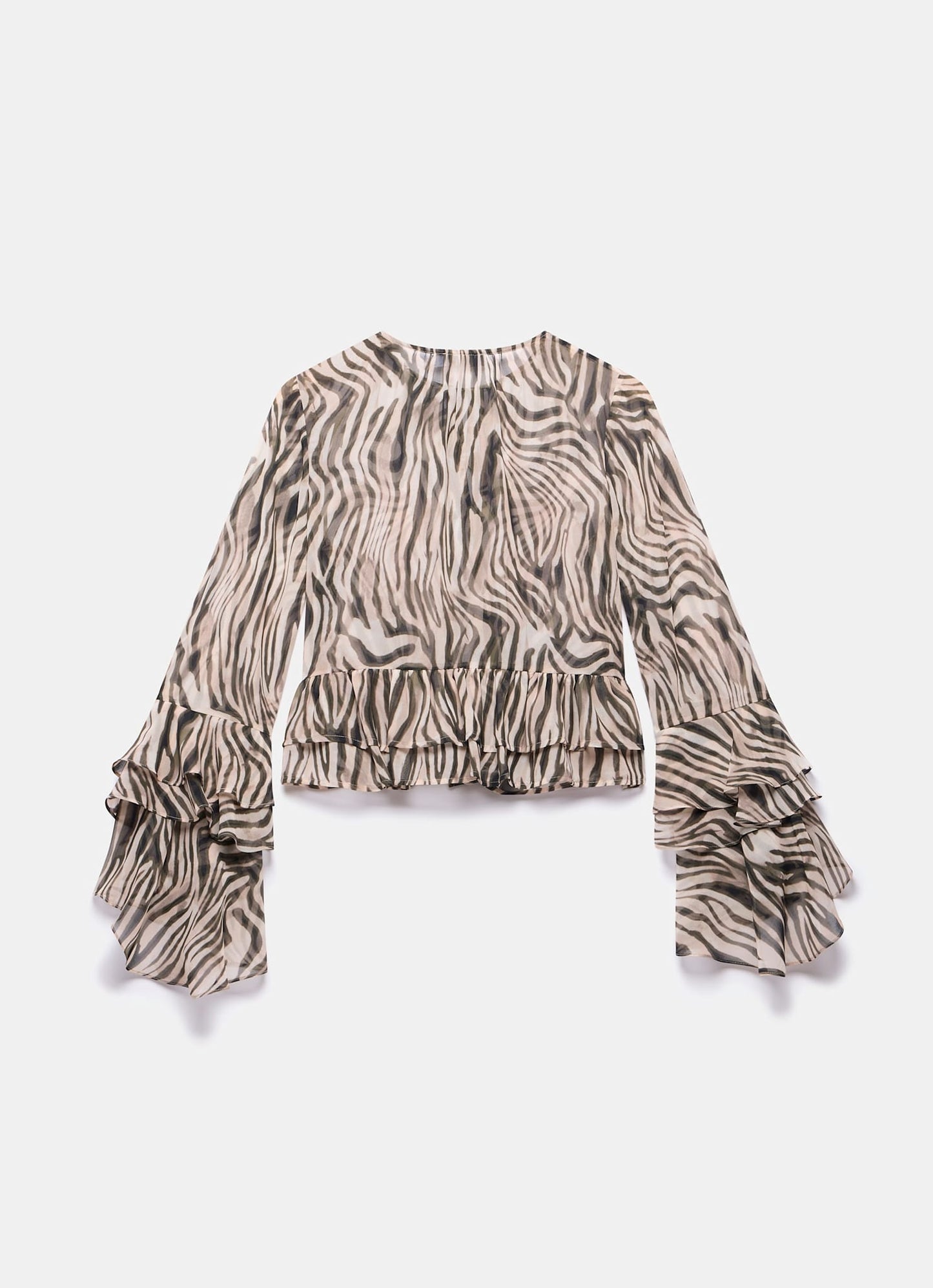 Black Zebra Print Ruffle Top
