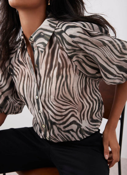 Khaki Zebra Print Shirt